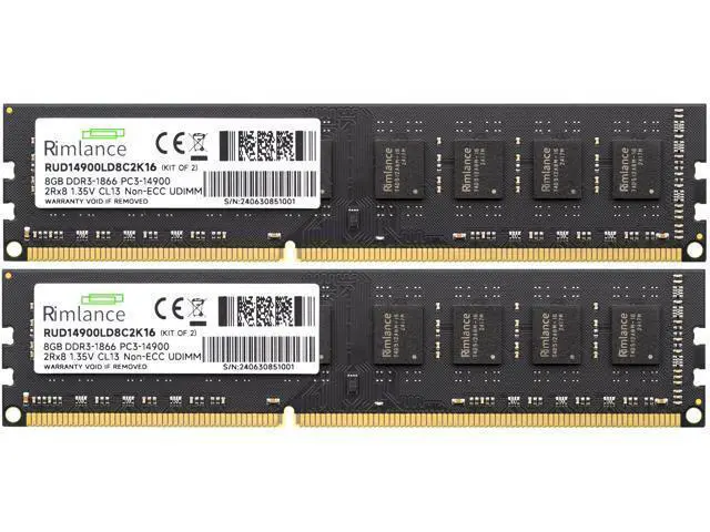 Alt view image 2 of 6 - Rimlance 16GB (2X8GB) 1.35V DDR3 1866MHz PC3-14900 UDIMM 2RX8