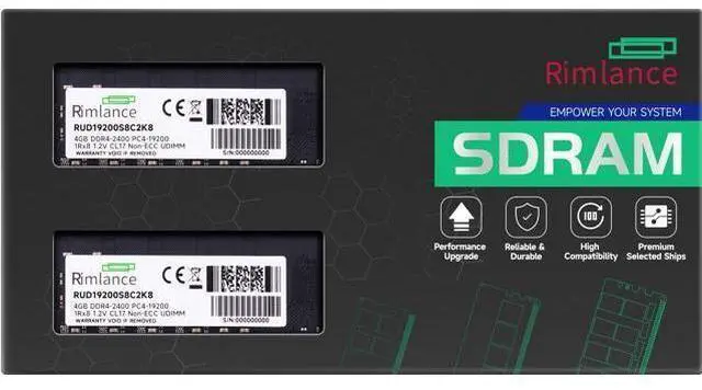 Main image of Rimlance 8GB (2X4GB) 1.2V DDR4 2400MHZ PC4-19200 UDIMM 1RX8 Desktop Memory