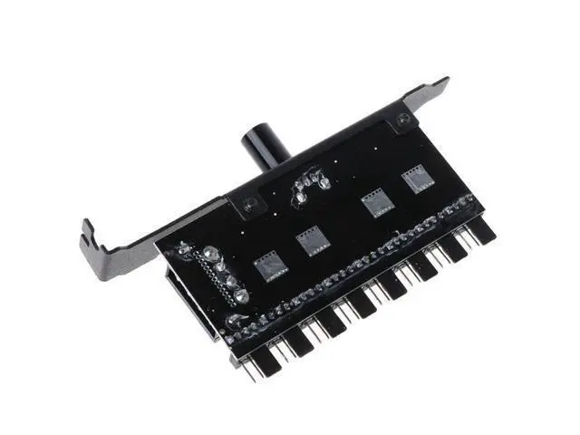 Alt view image 4 of 7 - PC 8 Channels Fan Hub Cooling Fan Speed Controller for CPU Case HDD VGA PWM Fan PCI Bracket Power By 12V SATA/4Pin Fan Control