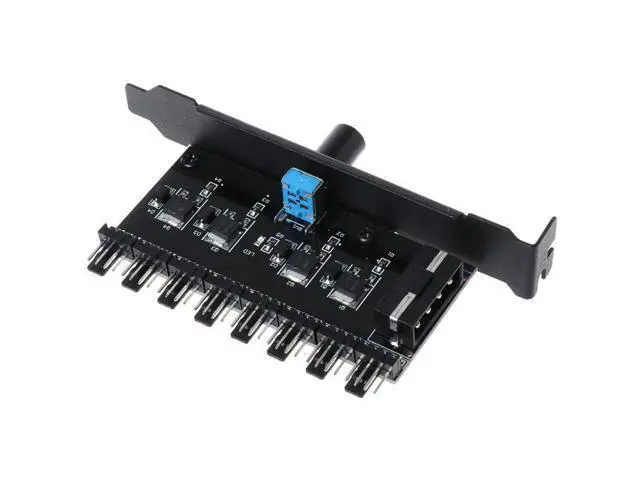 Alt view image 5 of 7 - PC 8 Channels Fan Hub Cooling Fan Speed Controller for CPU Case HDD VGA PWM Fan PCI Bracket Power By 12V SATA/4Pin Fan Control