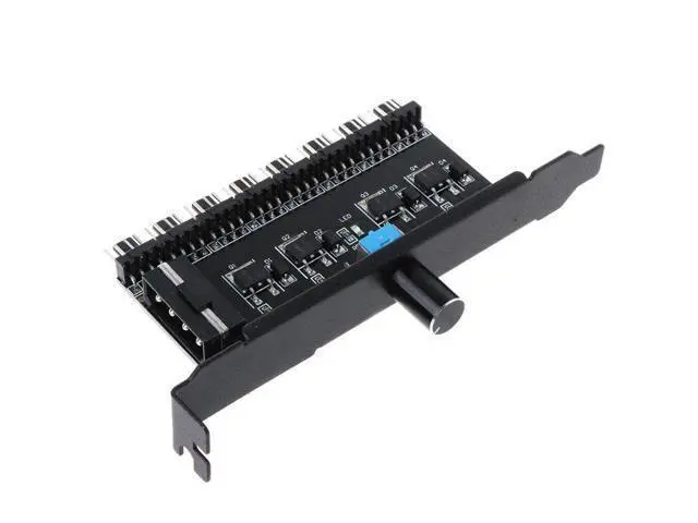 Alt view image 2 of 7 - PC 8 Channels Fan Hub Cooling Fan Speed Controller for CPU Case HDD VGA PWM Fan PCI Bracket Power By 12V SATA/4Pin Fan Control