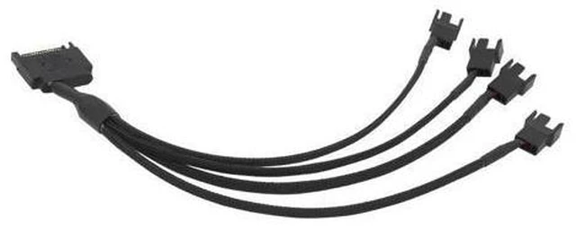 Alt view image 2 of 5 - Black Sleeved 4Pin IDE Molex to 4 x 4 Pin PWM Fan Power Splitter Cable, Cooler Cooling PWM Fan Cable