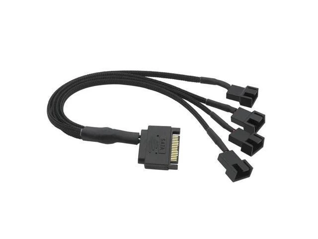 Alt view image 3 of 5 - Black Sleeved 4Pin IDE Molex to 4 x 4 Pin PWM Fan Power Splitter Cable, Cooler Cooling PWM Fan Cable