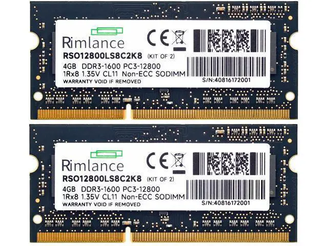 Alt view image 2 of 7 - Rimlance 8GB (2X4GB) 1.35V DDR3 1600MHZ PC3-12800 SODIMM 1RX8
