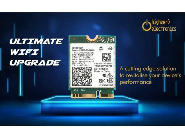 Alt view image 2 of 7 - HighZer0 Electronics BE200 WiFi 7 Card | M.2 PCIe WiFi Card | Tri-Band 2.4/5/6 GHz | Up to 5.8 Gbps | Gaming WiFi Card for PC | Supports Bluetooth 5.4 & Intel PCs with Windows 10/11 | BE200NGW