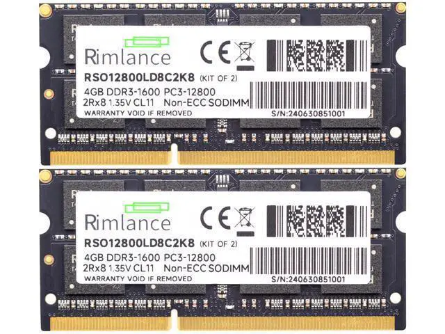 Alt view image 2 of 7 - Rimlance 8GB (2X4GB) 1.35V DDR3 1600MHZ PC3-12800 SODIMM 2RX8