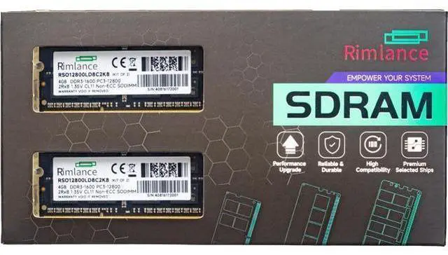 Main image of Rimlance 8GB (2X4GB) 1.35V DDR3 1600MHZ PC3-12800 SODIMM 2RX8
