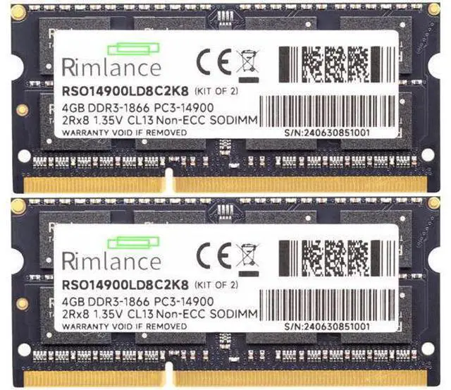 Alt view image 2 of 7 - Rimlance 8GB (2X4GB) 1.35V DDR3 1866MHZ PC3-14900 SODIMM 2RX8