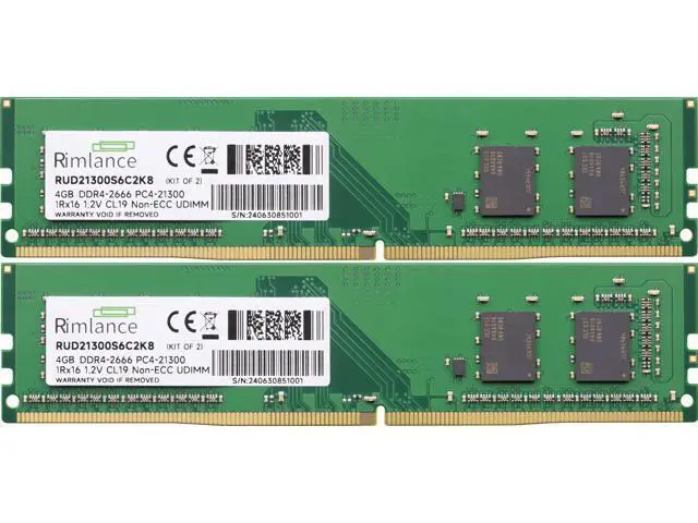 Alt view image 2 of 6 - Rimlance 8GB (2X4GB) 1.2V DDR4 2666MHZ PC4-21300 UDIMM 1RX16