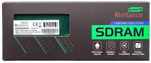 Main image of Rimlance 4GB (1X4GB) 1.2V DDR4 2400MHZ PC4-19200 UDIMM 1RX16
