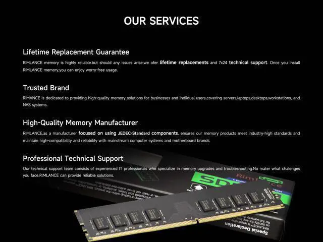 Alt view image 5 of 5 - Rimlance 4GB (1X4GB) 1.2V DDR4 2400MHZ PC4-19200 UDIMM 1RX16