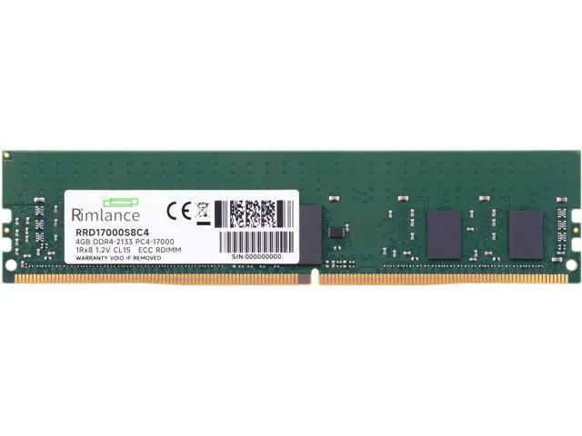 Alt view image 2 of 6 - RIMLANCE 4GB(1X4GB) DDR4 2133MHz PC4-17000 1Rx8 1.2V 288-PIN ECC Registered RDIMM Server Memory