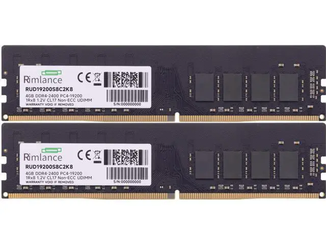 Alt view image 2 of 6 - Rimlance 8GB (2X4GB) 1.2V DDR4 2400MHZ PC4-19200 UDIMM 1RX8 Desktop Memory