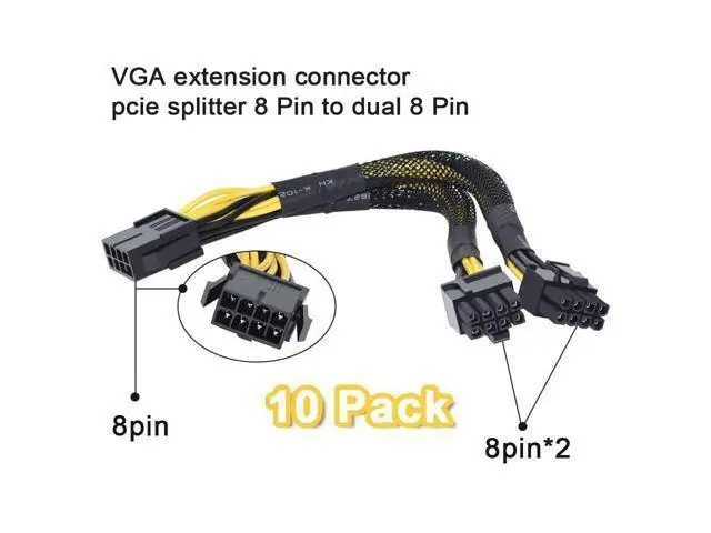 Alt view image 3 of 5 - 10PCS 8Pin Mining Cable, GPU Power Cable for Bitcoin Mining, VGA 8 Pin Female to 8Pin (6+2) Male, Pcie Splitter Cable for Graphics Card, 8pin Extension Connector Cable ( 9 Inches)