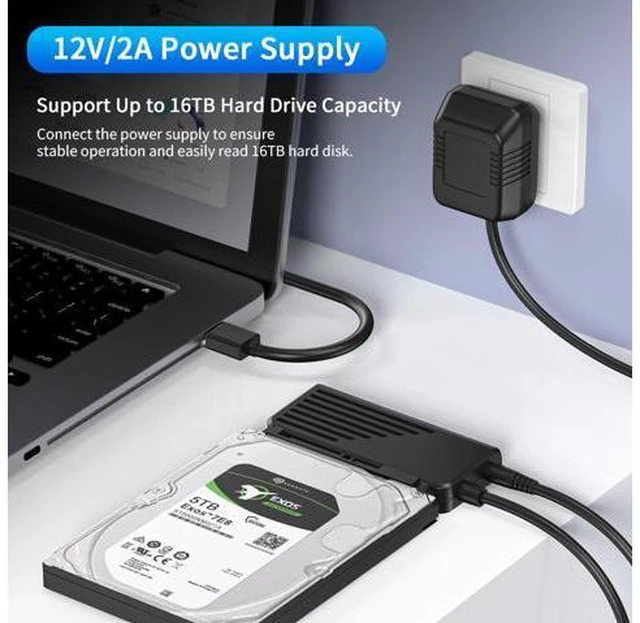 Alt view image 3 of 5 - SATA Ke Adaptor USB Mendukung M.2 NGFF SSD USB 3.0 Ke Adaptor SATA untuk Hard Drive SATA SSD 2.5/3.5 Inci untuk Laptop(SATA - EU Plug)