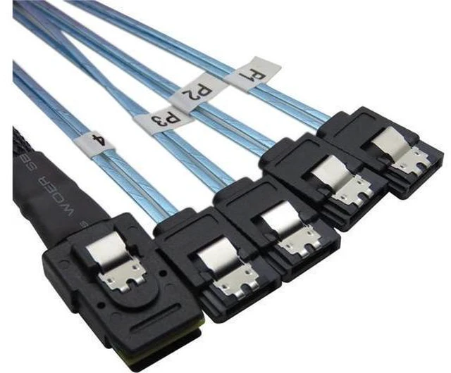 Alt view image 3 of 5 - MiniSAS to SATA Adapter Converter,Mini SAS SFF 8087 Controller 6gb to 4xSATA Forward Breakout Cable,SFF-8087 Connector to 4 SATA (0.5m)