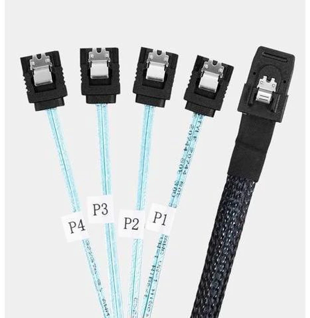 Alt view image 4 of 5 - MiniSAS to SATA Adapter Converter,Mini SAS SFF 8087 Controller 6gb to 4xSATA Forward Breakout Cable,SFF-8087 Connector to 4 SATA (0.5m)