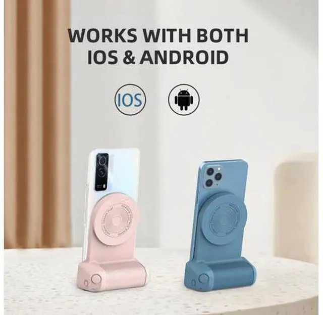 Alt view image 3 of 7 - Mobile Stand Camera Holder Grip Type-C Magnetic Selfie Photo Bracket Cellphone Bluetooth Anti-shake Selfie Wireless Charging(option 2-Black)