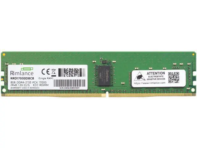 Alt view image 2 of 4 - Rimlance 8GB (1X8GB) 1.2V DDR4 2133MHZ PC4-17000 RDIMM Server Memory