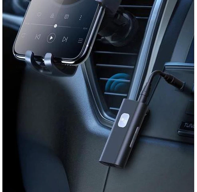 Alt view image 2 of 7 - Vehicle Bluetooth-compatible Receiver 5.0 Wireless Audio Receptor Portable Adapter 3.5mm AUX Jack for Speaker Headphone with Mic