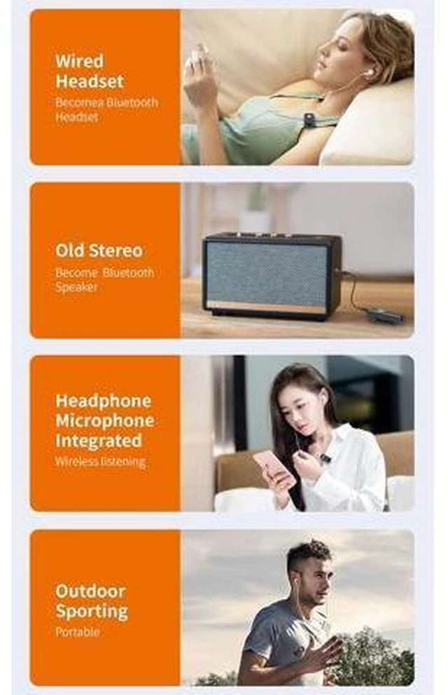 Alt view image 6 of 7 - Vehicle Bluetooth-compatible Receiver 5.0 Wireless Audio Receptor Portable Adapter 3.5mm AUX Jack for Speaker Headphone with Mic