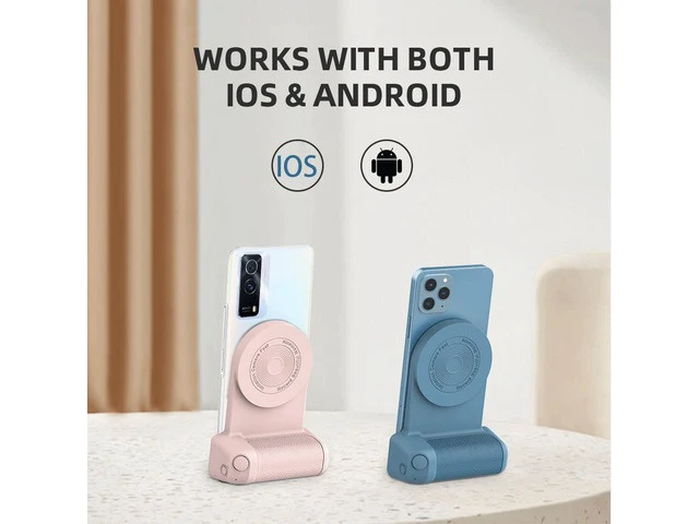 Alt view image 3 of 6 - Mobile Stand Camera Holder Grip Type-C Magnetic Selfie Photo Bracket Cellphone Bluetooth Anti-shake Selfie Wireless Charging(option 1-Pink)