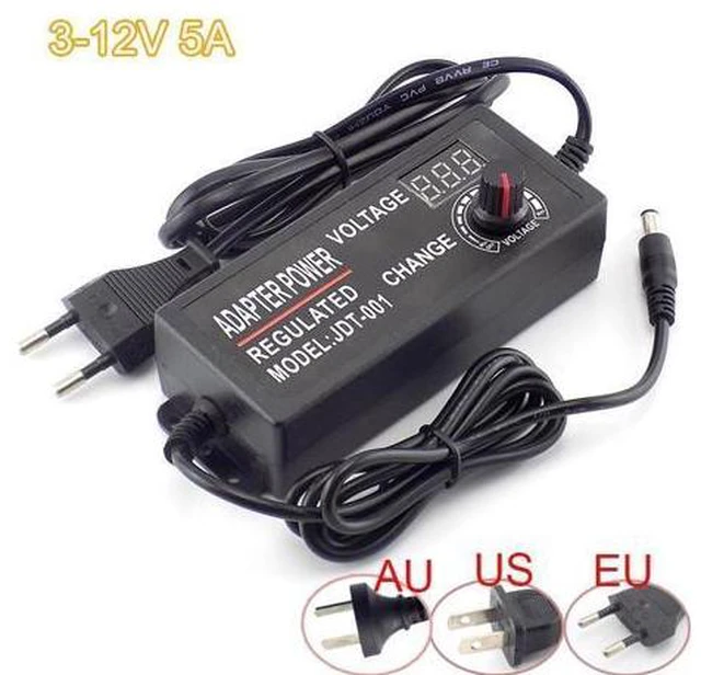 Main image of AC 100-220V to DC 3-12V 5A Adjustable Power Adapter Power Supply CCTV Camera for Led Strip Light Display Screen Charger L19 (AU Plug)