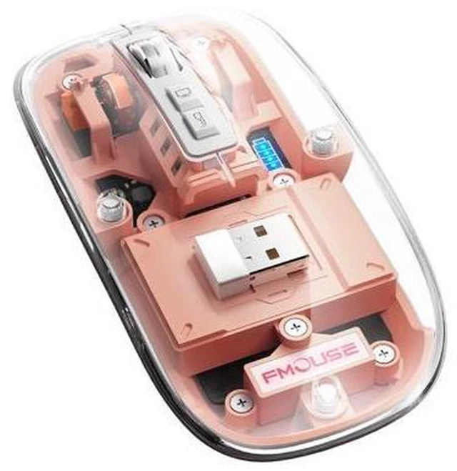 Main image of Transparent Gaming Mouse Bluetooth Wireless Mouse with RGB Light Rechargeable Mouse for PC Gamer Notebook Laptop Accessories(Pink)
