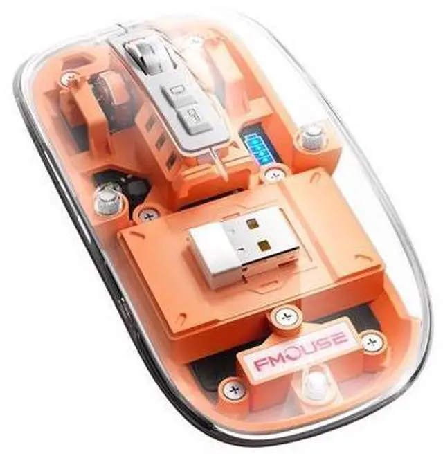 Main image of Transparent Gaming Mouse Bluetooth Wireless Mouse with RGB Light Rechargeable Mouse for PC Gamer Notebook Laptop Accessories(Orange)