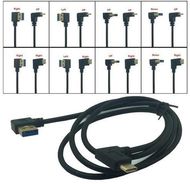 Main image of 5Gbp/s Up & Down elbow design USB 3.1 USB-C Type C to USB 3.0 Left & Right Angle Cable 1m 3ft Type-c Fast Sync Charge cables(Right-UP)