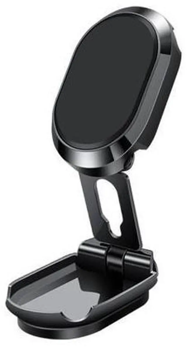 Main image of Magnetic Car Phone Bracket Foldable Universal Mobile Phone Mount Stand Zinc Alloy Anti Slip 360 Rotatable for Kitchen Nightstand(Black)