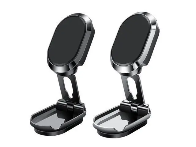 Alt view image 3 of 5 - Magnetic Car Phone Bracket Foldable Universal Mobile Phone Mount Stand Zinc Alloy Anti Slip 360 Rotatable for Kitchen Nightstand(Black)