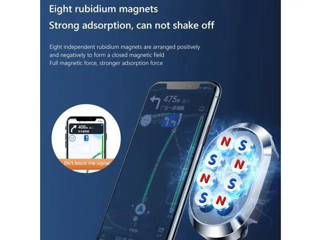 Alt view image 5 of 5 - Magnetic Car Phone Bracket Foldable Universal Mobile Phone Mount Stand Zinc Alloy Anti Slip 360 Rotatable for Kitchen Nightstand(Black)