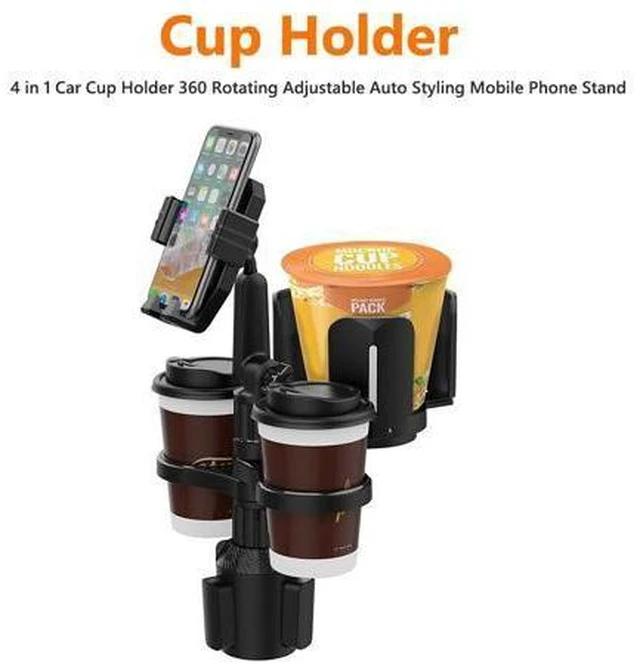 Alt view image 2 of 5 - 4 in 1 Car Cup Holder Expander with Cell Phone Holder Multifunction Car Drink Cup Bottle Holder 360 Rotating Car Cup Organizer(Green)