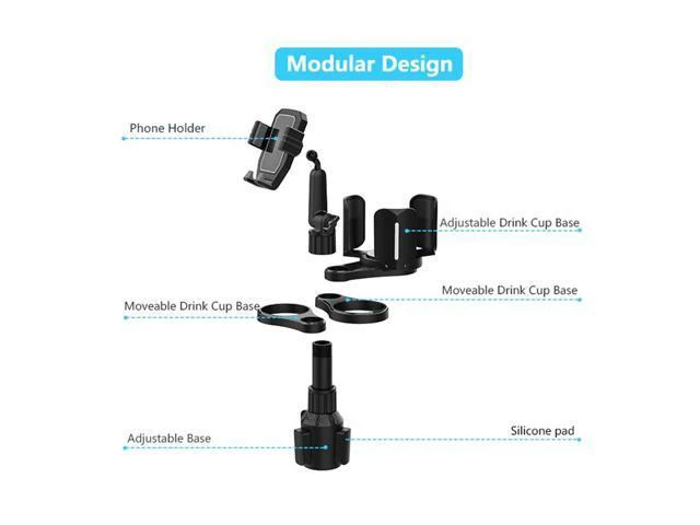 Alt view image 4 of 5 - 4 in 1 Car Cup Holder Expander with Cell Phone Holder Multifunction Car Drink Cup Bottle Holder 360 Rotating Car Cup Organizer(Green)