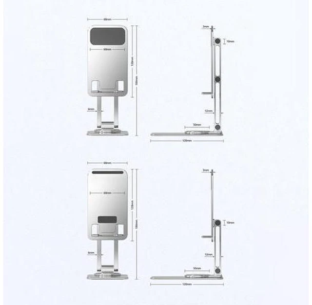 Alt view image 6 of 6 - Foldable Mobile Phone Stand Universal Handsfree Smartphone Holder Desk Bracket Adjustable Aluminium Alloy for Home Office(No Telescopic Silver)
