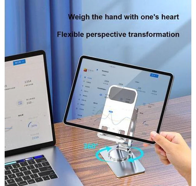 Alt view image 2 of 6 - Foldable Mobile Phone Stand Universal Handsfree Smartphone Holder Desk Bracket Adjustable Aluminium Alloy for Home Office(No Telescopic Silver)