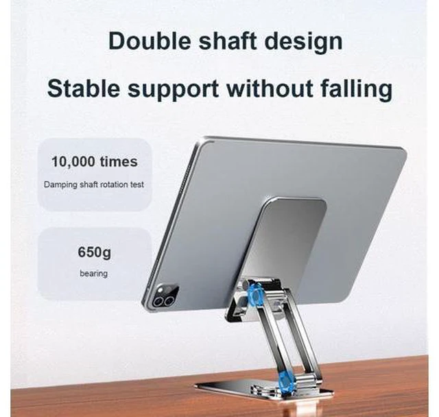 Alt view image 3 of 6 - Foldable Mobile Phone Stand Universal Handsfree Smartphone Holder Desk Bracket Adjustable Aluminium Alloy for Home Office(No Telescopic Silver)