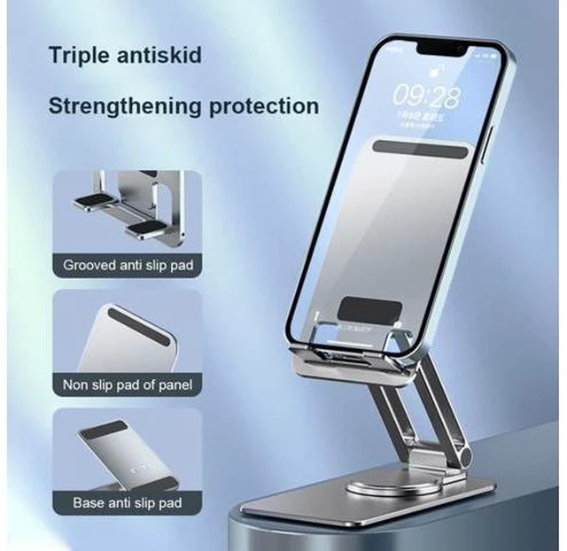 Alt view image 4 of 6 - Foldable Mobile Phone Stand Universal Handsfree Smartphone Holder Desk Bracket Adjustable Aluminium Alloy for Home Office(No Telescopic Silver)