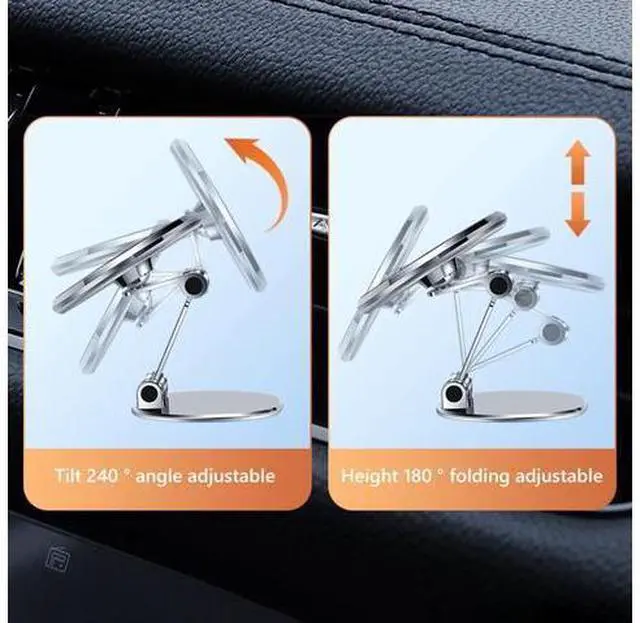 Alt view image 5 of 6 - Foldable Car Dashboard Windshield Adhesive Mount 360 Rotating Magnetic Cellphone Holder Stand for Phone(Dark Grey)