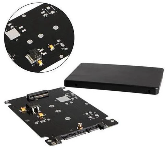 Alt view image 2 of 4 - B+M Key Socket 2 M.2 NGFF (SATA) SSD to 2.5 SATA Adapter Card with Case New