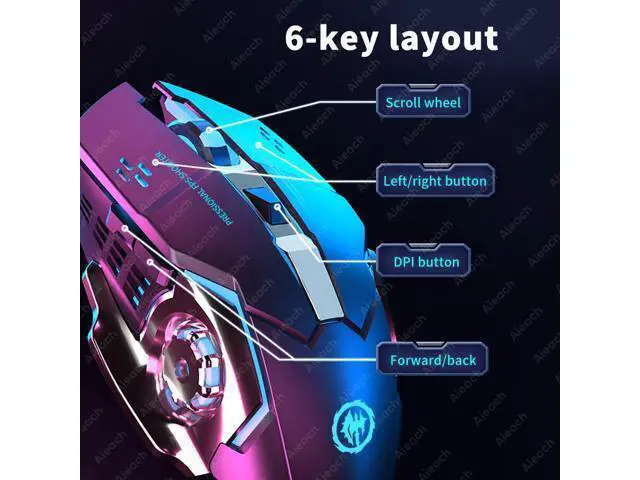 Alt view image 3 of 6 - Rechargeable Wireless Mouse Gaming Computer Silent Bluetooth Mouse USB Mechanical E-Sports Backlight PC Gamer Mouse For Computer
