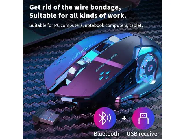 Alt view image 2 of 6 - Rechargeable Wireless Mouse Gaming Computer Silent Bluetooth Mouse USB Mechanical E-Sports Backlight PC Gamer Mouse For Computer