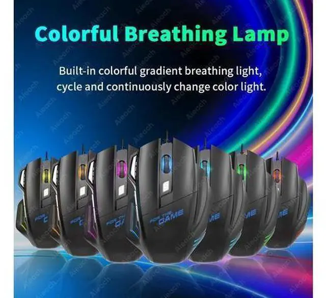 Main image of Gaming Esports Mouse 3200 DPI 7 Keys Game Mouse RGB Light Ergonomic Wired Game Mouse For Computer PC Laptop Accessories Mice(Black 01)