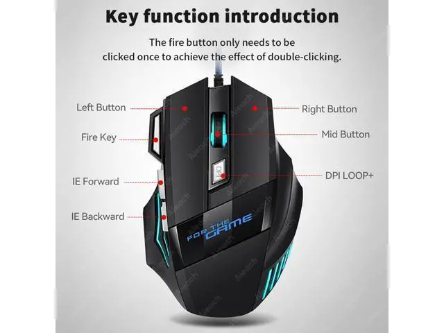 Alt view image 2 of 5 - Gaming Esports Mouse 3200 DPI 7 Keys Game Mouse RGB Light Ergonomic Wired Game Mouse For Computer PC Laptop Accessories Mice(Black 01)