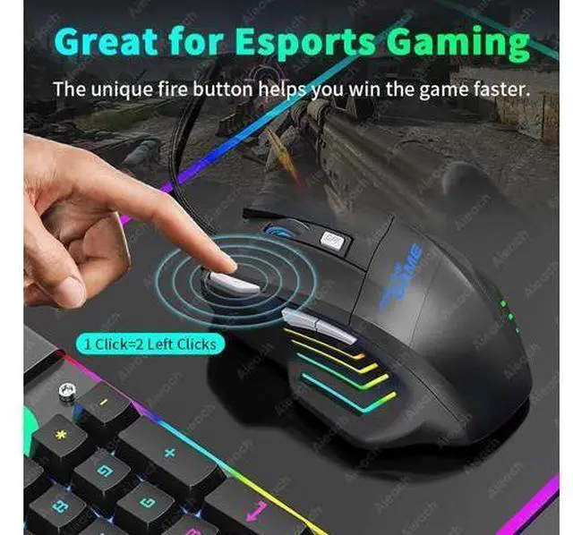 Alt view image 3 of 5 - Gaming Esports Mouse 3200 DPI 7 Keys Game Mouse RGB Light Ergonomic Wired Game Mouse For Computer PC Laptop Accessories Mice(Black 01)