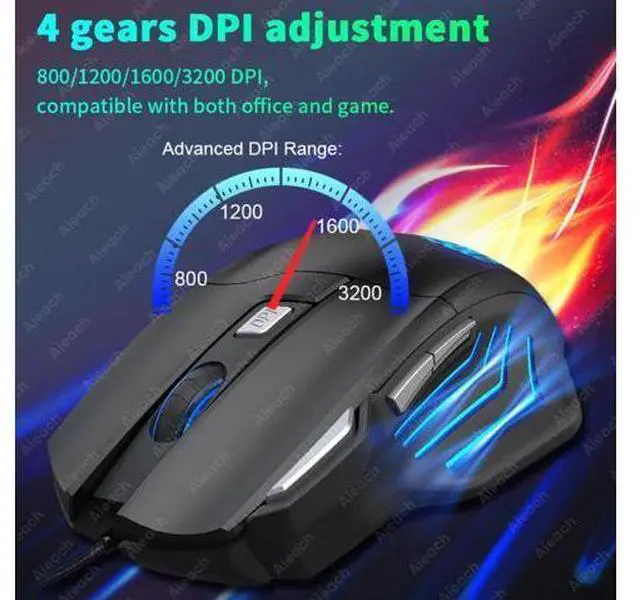 Alt view image 5 of 5 - Gaming Esports Mouse 3200 DPI 7 Keys Game Mouse RGB Light Ergonomic Wired Game Mouse For Computer PC Laptop Accessories Mice(Black 01)