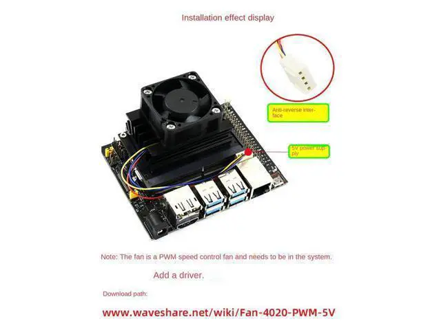 Alt view image 6 of 6 - 4cm Cooling Fan for Jetson-Nano 2GB/4GB (A02/B01/SUB) 5V 4PIN Anti Reverse Connection PWM Strong Speed Regulating Fan