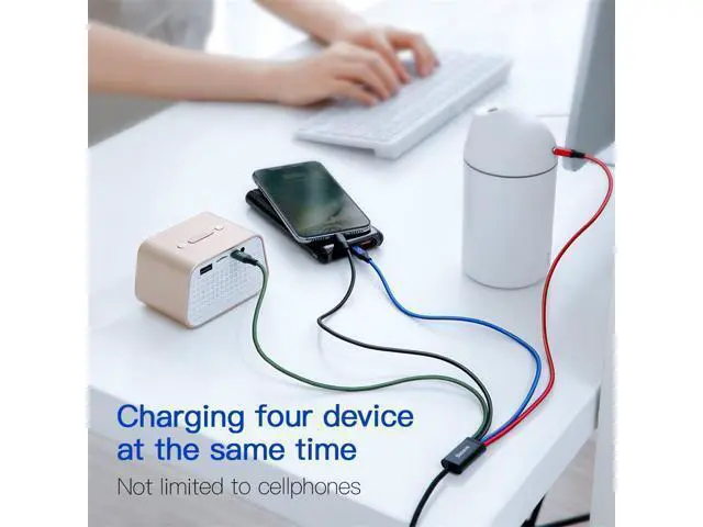 Alt view image 2 of 6 - Baseus 4 in 1 USB Cable for iPhone X xs max Charger Cable 3 in 1 Micro USB Type C Cable for Samsung Galaxy S9 S8 Plus