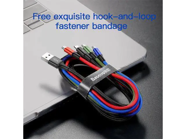 Alt view image 5 of 6 - Baseus 4 in 1 USB Cable for iPhone X xs max Charger Cable 3 in 1 Micro USB Type C Cable for Samsung Galaxy S9 S8 Plus